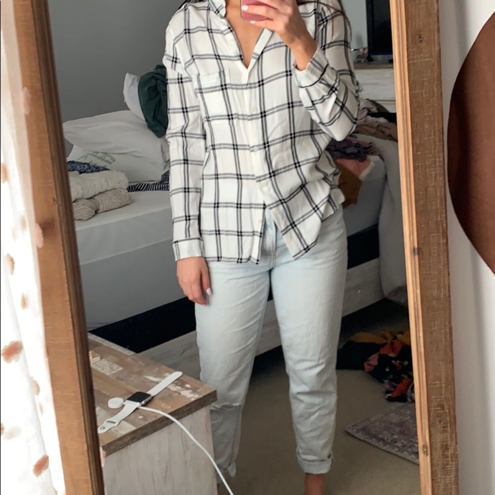 Black and white button up